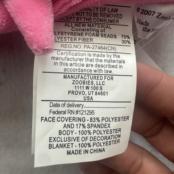 Baby Zoobies Hada the Hippo Plush Toy Pillow Blanket 3-in-1 Pink New Tags. - Picture 4 of 8